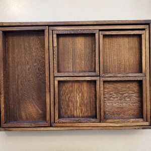 7 Wooden Trays / Organizers - Rustic Brown